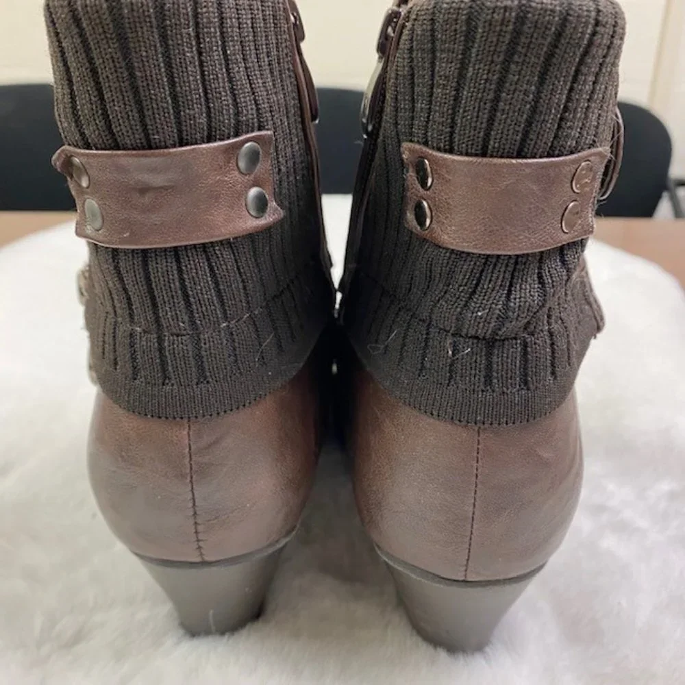 Patrizia‎ by Spring Step Brown Zip Heeled Ankle Bootie Size EU 39 US 8.5